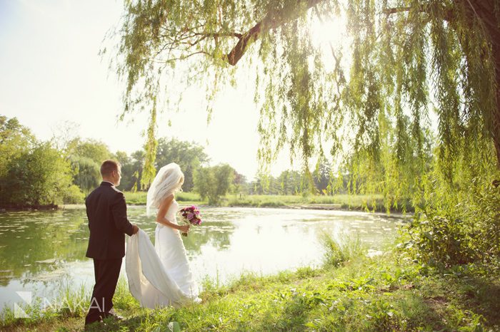 chicago nature park tree pond wedding photo