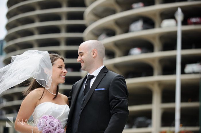 creative chicago downtown wedding bridal party picture