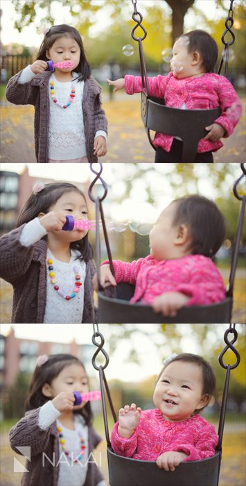 Chicago family portrait photos bubbles