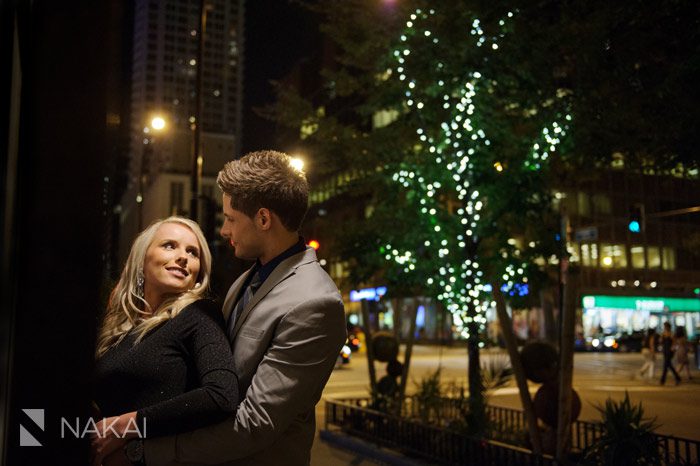 nighttime downtown chicago city engagement photos