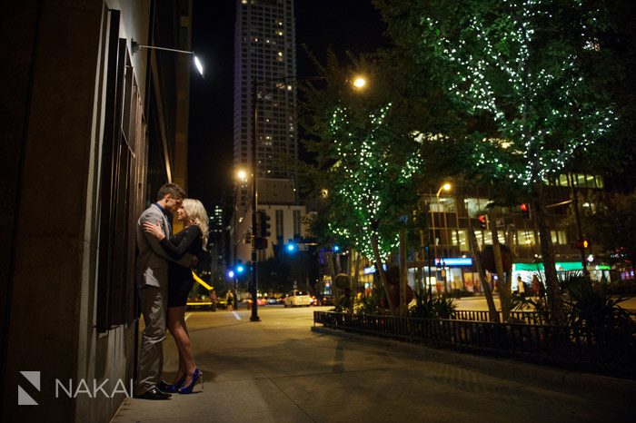 downtown chicago city engagement photos at night