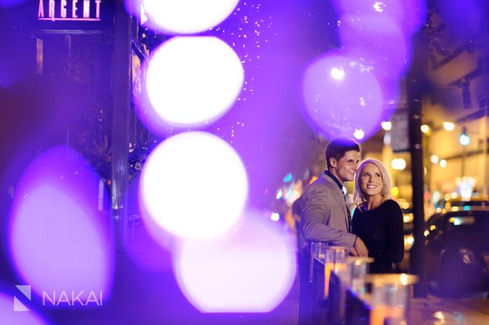 nighttime chicago engagement photos