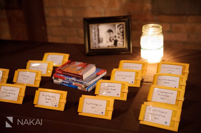 chicago bridgeport art center wedding photo card table