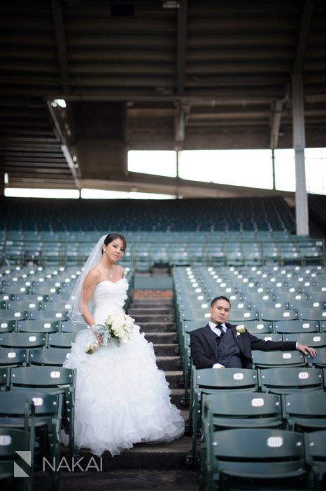 chicago cubs wrigley field wedding picture