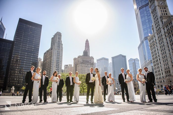 chicago skyline michigan avenue wedding photo