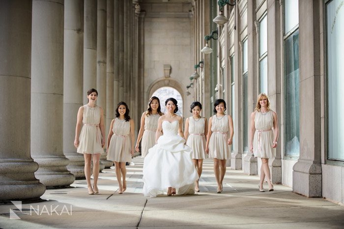 chicago union station wedding photos korean bridalsmaids