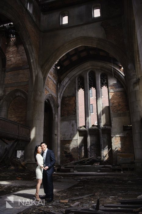 abandoned cathedral church engagement picture