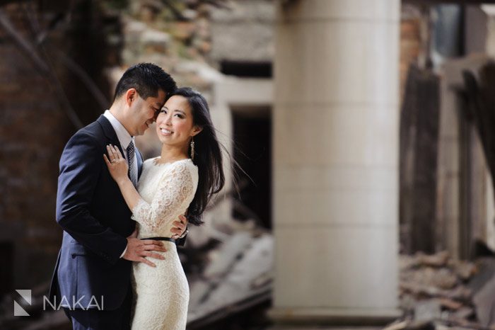 urban ruins engagement photo