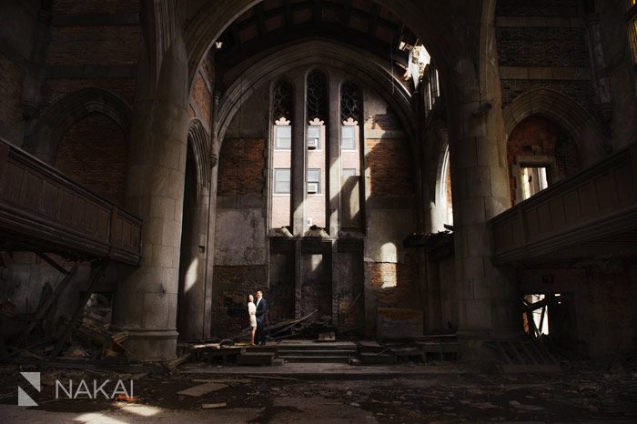creative engagement photo abandoned cathedral church gary IN