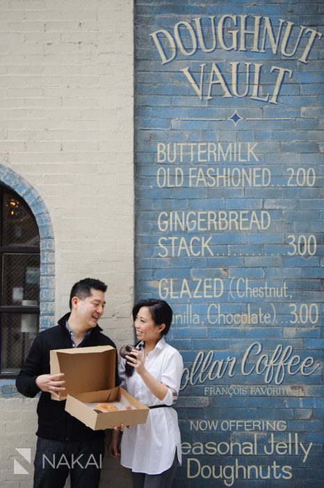 chicago doughnut vault engagement photo