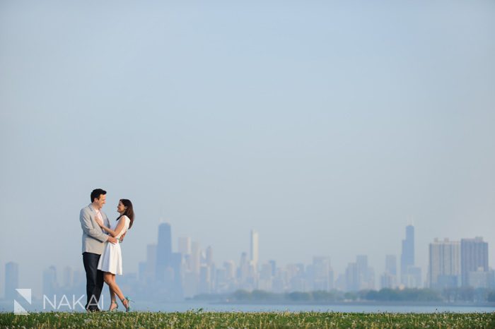 chicago skyline engagement photo