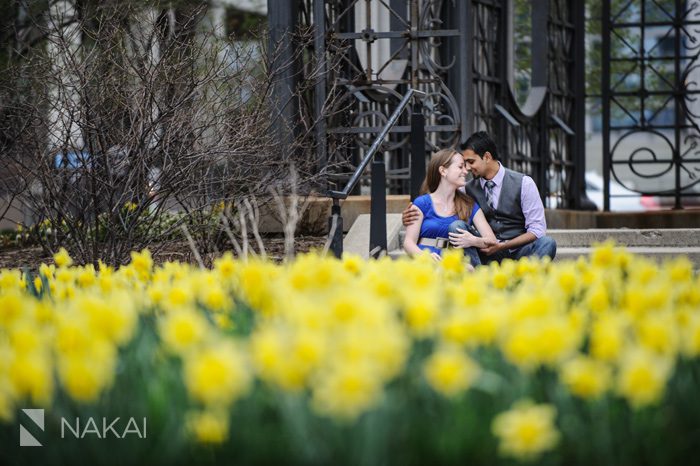 yellow daffodils engagement picture