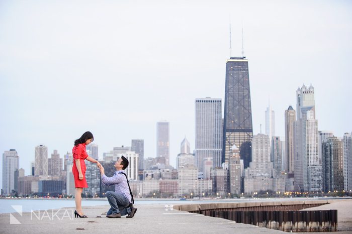 chicago engagement proposal north avenue beach