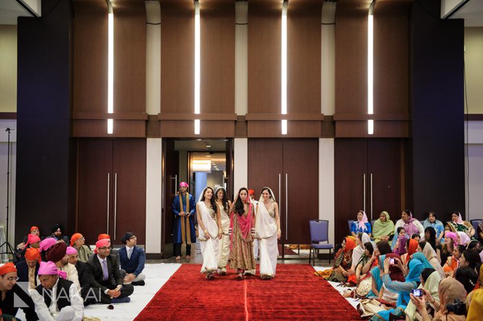 chicago indian sikh wedding ceremony bride walking