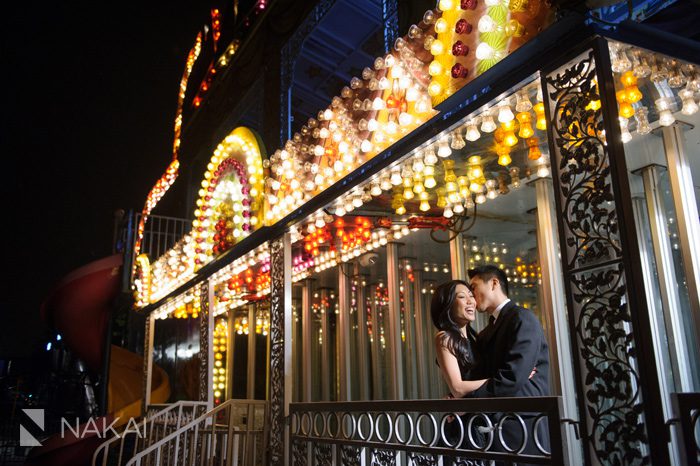 carnival at night engagement picture