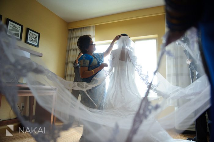 Chicago Indian wedding veil getting ready