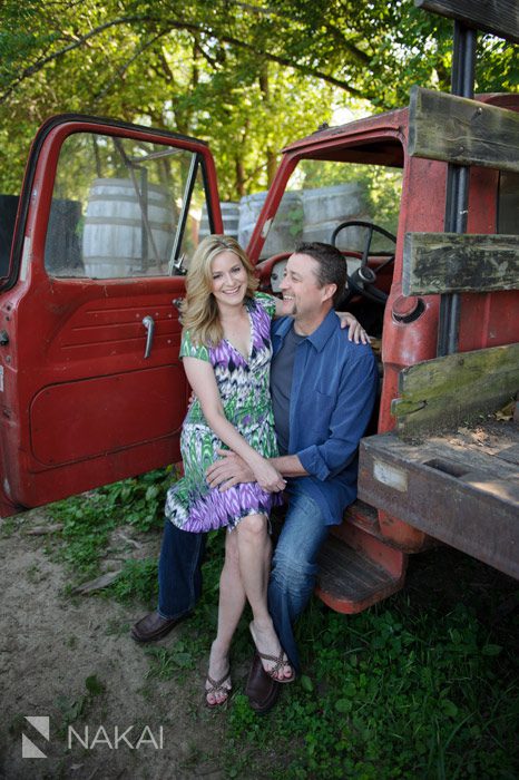 red truck michigan engagement photos