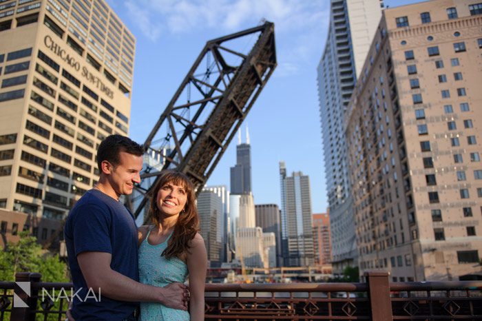 kinzie bridge chicago engagement photo
