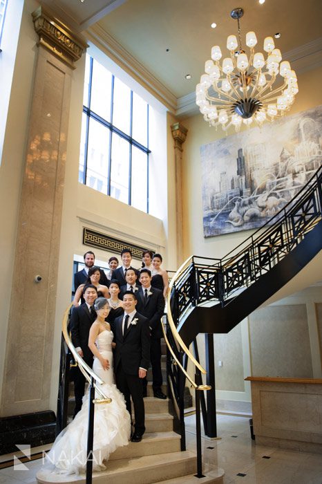 JW Marriott chicago staircase wedding photo