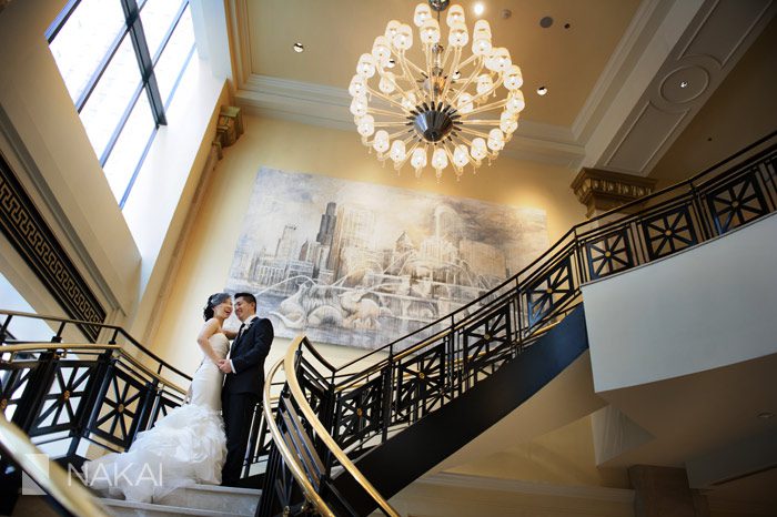 JW Marriott chicago staircase wedding picture