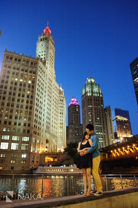 wrigley building chicago engagement picture