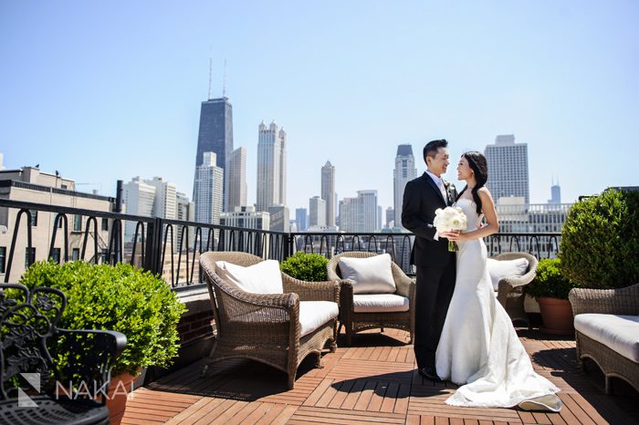 chicago public hotel wedding photo roof top terrace