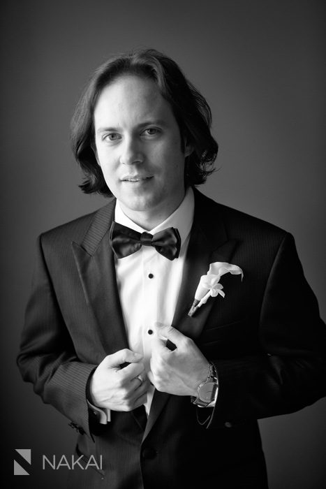 groom portrait photo tuxedo black and white