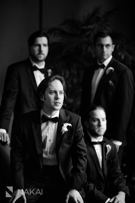 chicago wedding photo groomsmen black and white