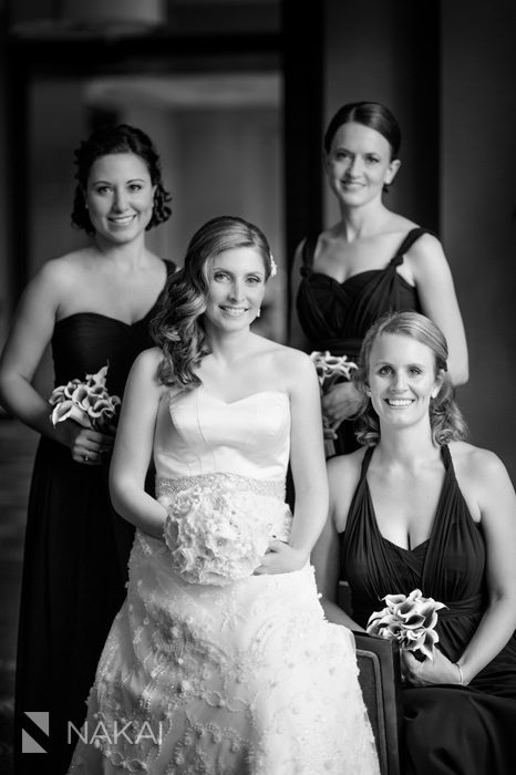chicago wedding photo bridesmaids black and white