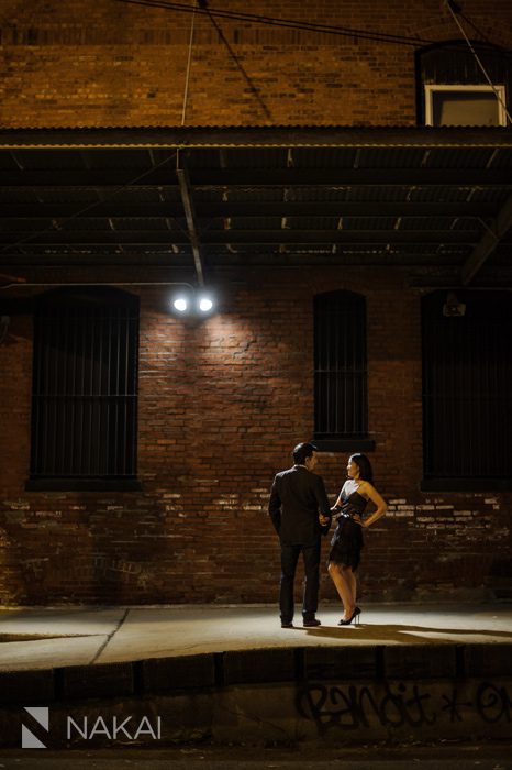 Chicago Engagement Photo at Night - West Loop