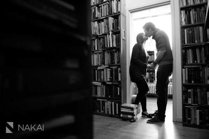 library books engagement photo