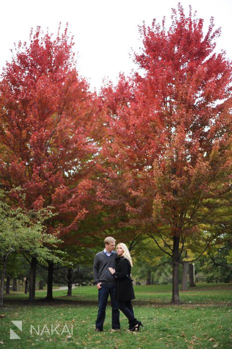 chicago fall colors engagement photos