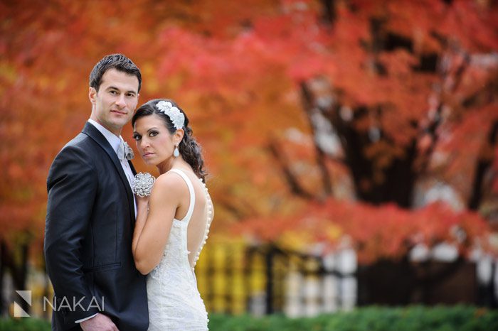 chicago wedding photography fall leaves