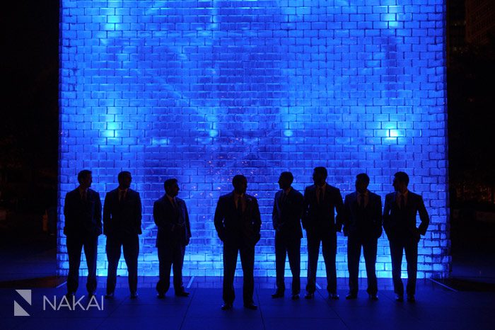 chicago millennium park night wedding photo