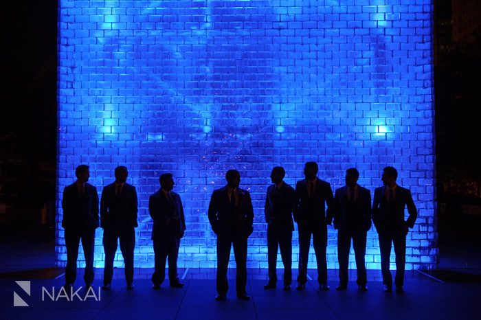 chicago millennium park night wedding photo