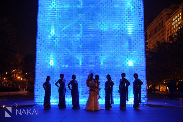 chicago millennium park night wedding picture