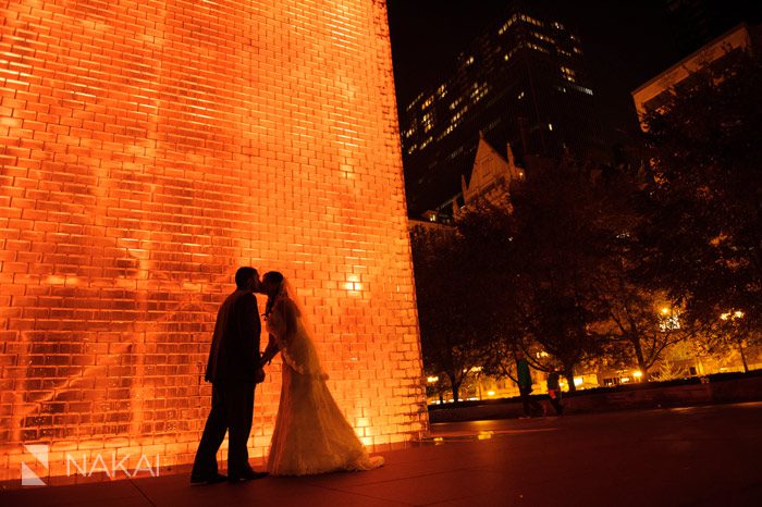 chicago millennium park night wedding picture