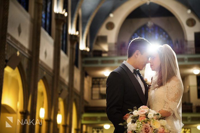 winter chicago church wedding photos