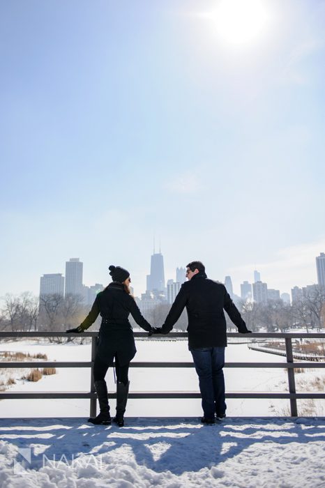 winter chicago engagement picture