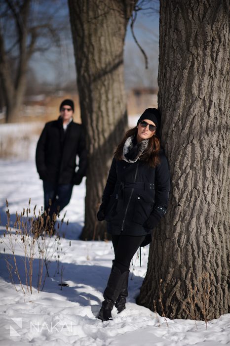 winter chicago engagement picture