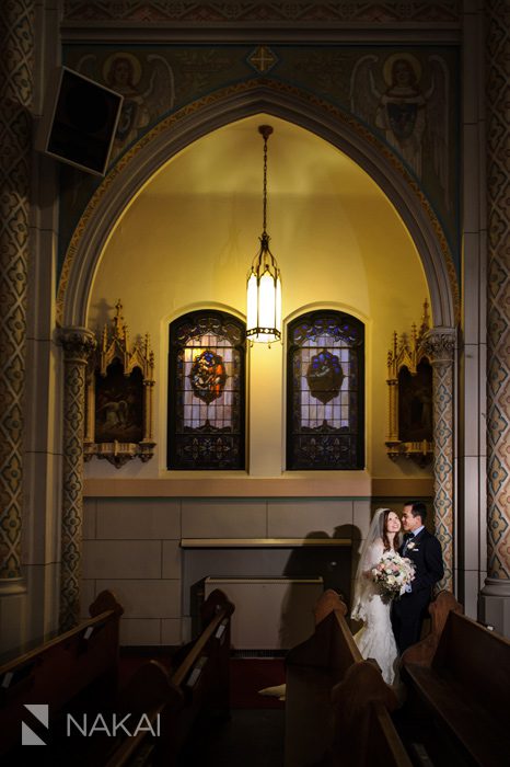 winter chicago church wedding photos