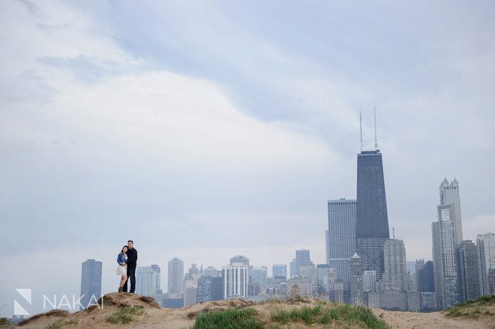 chicago skyline engagement photo