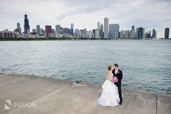 adler chicago skyline lake wedding photo