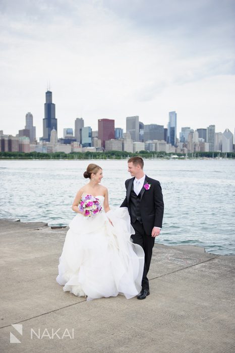 adler chicago skyline lake wedding photo