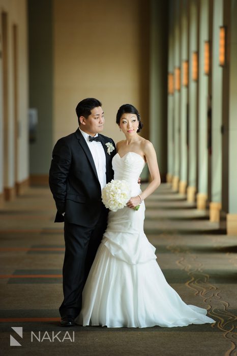 Chicago westin north shore wedding photos bride and groom in hallway