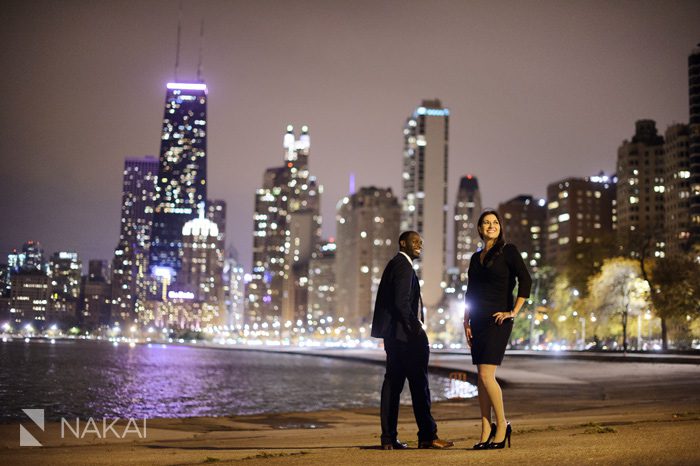 best chicago night engagement picture skyline