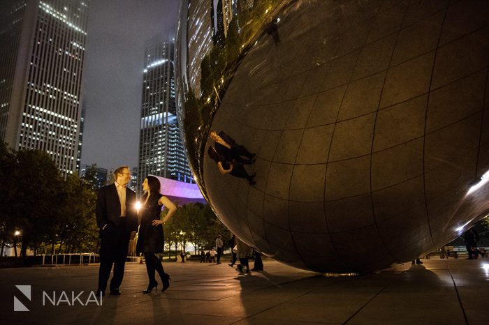 millennium park nighttime engagement session pictures