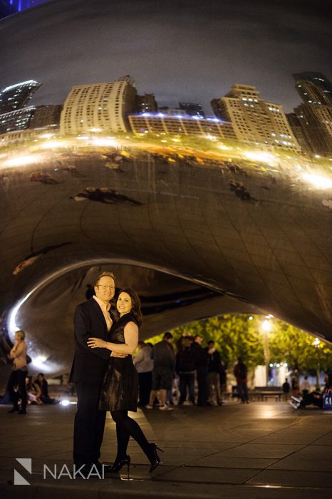 chicago nighttime engagement session photos night