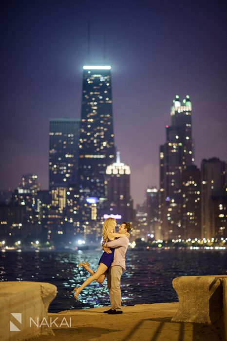 best chicago engagement photo at night