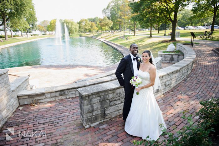 evanston wedding photos water fountain